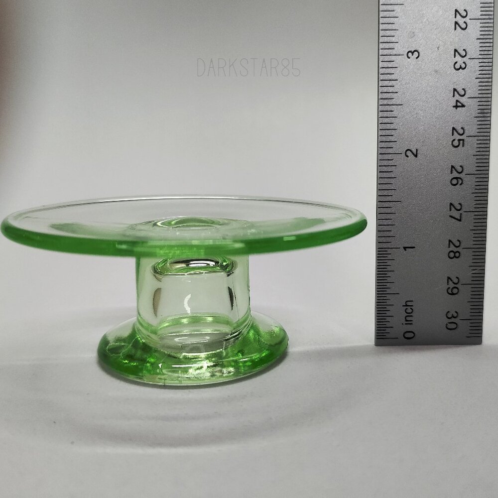 Vintage Green Uranium Glass Single Candle Holder - Picture 8 of 8